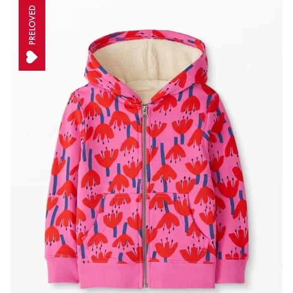 Hanna Andersson Print Faux Shearling Lined Hoodie Size 8